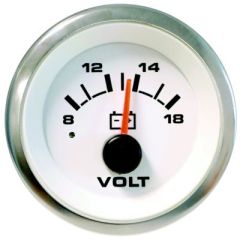Sierra 62555P White Premier Pro Series, Stainless Steel 12V Voltmeter Gauge
