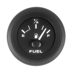 Premier Pro Fuel Gauge, fog-free solution, modern design, black dial, white and blue graphics, fog-free engineering, crystal-clear visibility, advanced light piping technology, red backlighting, Sierra Range, E-1/2-F Sender Code, 2" size, high-quality pro