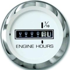 Sierra 65497P Lido Series, White & Stainless Steel Hourmeter Gauge