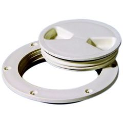 Tempress 43390 Screw Out Deck Plate, 8" White, boat deck plate, marine deck accessory