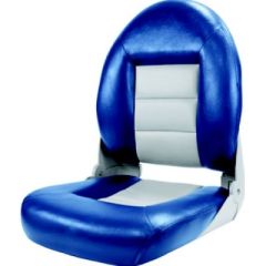 Tempress Navistyle High Back Seat, Blue/Gray, boat seat, ergonomic craftsmanship, lumbar support, no-pinch hinge, automatic locking mechanism, Tempress brand, durable, Blue/Gray color, outdoor seating, ample space, boat seating, comfort, convenience.