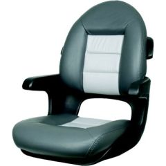 Tempress Elite Helm High Back Seat, NaviStyle StylePanel, Marine Seating, Lumbar Support, Boat Seat, Comfort, Style, Durability, Black Shell, Charcoal/Grey Cushions, Slide Mount, Universal Mount, Superior Craftsmanship