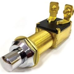 Switch Push Button Start, Horn, Sierra Amps, Brass Construction, Chrome Plated, Momentary ON-OFF SPST, Screw Terminals, Automotive, Boat Owners, DIY Enthusiasts, Electrical Connection, Reliable, Convenient, Stylish