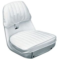 Moeller Economy Seat, Cushion Set, Mounting Plate, White, marine-grade vinyl, UV-resistant, ergonomic design, durable, comfortable, boat seating, watercraft, Moeller brand, elegant design, easy to clean, sturdy construction, safe seating, stylish boat int