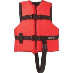 Child General Purpose Vest, Red, U.S. Coast Guard Approved, Transport Canada, adjustable belt, chest strap, leg strap, flotation foam, Full Throttle, durability, visibility, safety, water adventure