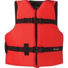 Youth General Purpose Vest, Red, U.S. Coast Guard Approved, Transport Canada, flotation foam, Type III classification, Full throttle brand, visibility, safety gear, water activities