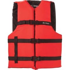 General Purpose Vest, Adult Oversize Red, US TRANSPORT CA APPROVED, Type III Life Jacket/PFD, Full throttle, water safety, buoyancy, comfort, mobility, vibrant red, beach safety.