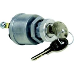 Cole Hersee 9579BP, 4 Position Key Ignition Switch, vehicle ignition switch, durable ignition switch, Acc/Off/Acc-Ign/Start functionality, removable key, zinc diecast housing, 4 screw terminals, face nut mount, 5A @ 12V DC, 10A @ 12V DC, Cole Hersee brand