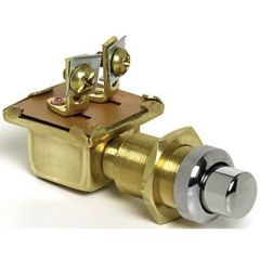 Cole Hersee M485BP Push Button Switch, Packaged, MOM NO TERMINALS Normally OFF, Gasket-Sealed, Mounting Stem 5/8"-32, Brass Terminals, Panels up to 3/4" Thick, Quality Manufacturing