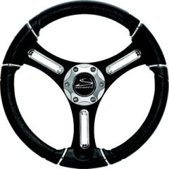 Schmitt Torcello Lite Steering Wheel, 14" Black/Chrome, boat enthusiast, marine steering wheels