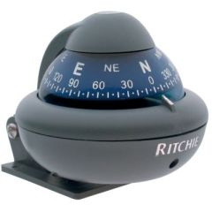 RitchieSport Compass, Gray, navigation tool, outdoor enthusiasts, self-adhesive mounting pads, reversible bracket, direct-reading dial, compensators, 5-year warranty, Ritchie Navigation, hiking, camping, outdoor adventures.
