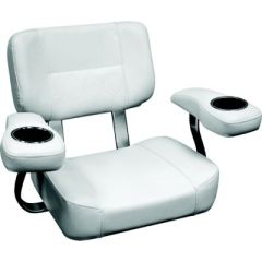 Wise 3366784 Pro Series Offshore Helm Chair, Arctic Ice White, deluxe helm chair, boat's helm station, oversized padded armrests, stainless drink holders, heavy-duty, anodized arm, back support brackets, compression foam padding, marine grade vinyl, UV tr