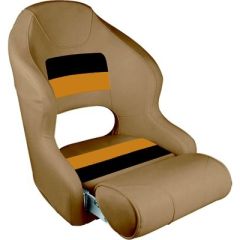 Wise 8WD33151010 Deluxe Pontoon Furniture, Bucket Seat, Flip Up Bolster, Sand/Chestnut/Gold, Pontoon Boat, Seating Solution, High Impact Plastic, Marine-Grade Vinyl, UV Treated, Mold Resistant, 6-Year Warranty, Elegant Design, Comfortable Seating, Durable