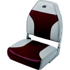 Wise Mid Back Fishing Seat, Grey/Red, boat seat, marine-grade vinyl, fishing adventures, durable, comfortable, moisture-resistant, UV treated, Dacron thread, stylish, ample space, angler comfort, swivel compatibility, fishing game
