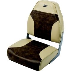Wise Mid Back Fishing Seat, Sand/Brown, deluxe boat seat, compression foam padding, marine-grade vinyl, Dacron thread, Wise Seating, high back design, UV treatment, heavy-duty, moisture-resistant, durable, stylish, comfortable, fishing adventures, longevi