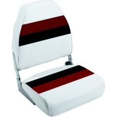 Wise 8WD5901009 Deluxe Pontoon Furniture, High Back Fold Down Seat, White/Red/Charcoal, ultimate seating solution, sleek design, high impact plastic frame, durable, long-lasting, heavy-duty 28 oz. marine-grade vinyl, stylish, functional, mildew resistant,