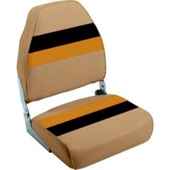 Wise 8WD5901010 Deluxe Pontoon Furniture, High Back Fold Down Seat, Sand/Chestnut/Gold, marine-grade vinyl, pontoon boat, comfort, durability, elegance, sophistication, warranty, quality, support