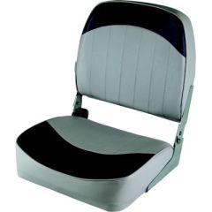Wise 8WD734PLS664 Economy Fold Down Fishing Seat, Grey/Charcoal, high impact plastic frame, compression foam padding, marine-grade vinyl, Dacron thread, aluminum hinges, boat interior, fishing gear