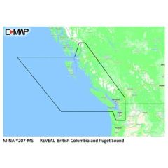 C-Map MNAY207MS Reveal Chart, British Columbia & Puget Sound, navigation tool, Shaded Relief, vector charts, raster charts, Genesis Layer, satellite overlay, depth shading, easy routing, 12 Months™ Free Updates, Lowrance, marine electronics, integration, 