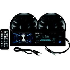 Boss Audio MCBK634B6, Bluetooth Marine Receiver, 6.5" Speakers, Weatherproof, Black, Wireless Remote, Hands-free Calling, UV Resistant, Dual Cone Design, USB Port, Aux-in, Powerful Sound, Durable Construction, Marine Audio Upgrade