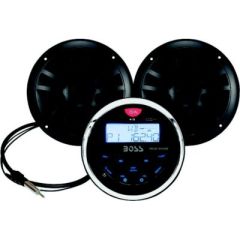 Boss Audio MCKGB350B6 Bluetooth® Black In-Dash Gauge Receiver Package, Marine Speakers