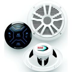 Boss Audio MG150W6 Bluetooth® Gauge Receiver Package, 6.5" Marine Speakers, Marine Speaker, Conformal Coated PCB, Zero Current Draw Memory, Crystal-clear audio, Resin Treated Cloth Surround, Polypropylene Cone, Dual Cone Design, Composite Basket, USB Char