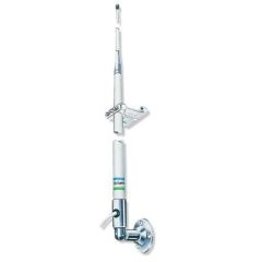 Shakespeare 4018 VHF Antenna, charter boat captains, sport fishing enthusiasts, long-distance communication, 9dB gain, marine adventures, coaxial choking sleeve, RG-58 cable, PL-259 connector, mounting kit, Shakespeare antennas, marine enthusiast, boating