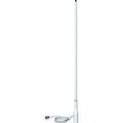 3' AM/FM antenna, Nylon ferrule, Distributive load technology, White fiberglass casing, High-quality coax cable, Motorola plug, Shakespeare antennas, 39 inches length, Standard mounts, Radio enthusiasts, Crystal-clear reception, Uninterrupted audio bliss,