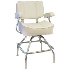 Springfield 1020003 Deluxe Captain's Seat, White, Boat Chair, Marine Vinyl