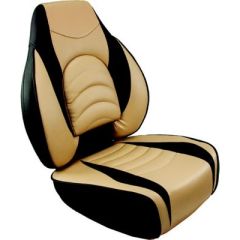Springfield 10416841 Fish Pro High Back Seat, Charcoal/Tan, fishing seat, marine grade vinyl