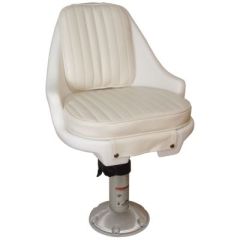 Springfield Newport Manual Adjustable Economy Chair Package, White, Boat Chair, Adjustable Pedestal, Cushion Set, Marine Seating, Swivel Mechanism, ABYC Code AD Standards, Height Range, Boating Experience, Comfortable Cushions