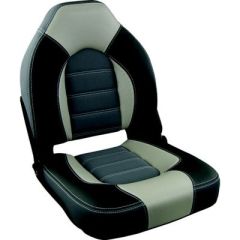 Springfield 1061063B Skipper Premium High Back Fold Down Seat, Charcoal/Gray, boating seat, marine grade vinyl