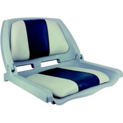 Springfield Traveler Seat, Gray Shell, Blue & Gray Cushions, Copolymer Frame, Contoured Seat, Curved Back, Durable Strap, Springfield Marine, Boat Seat, Outdoor Adventures