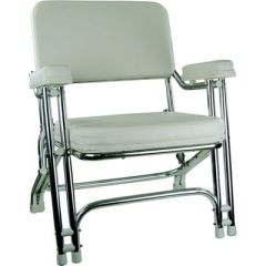 Springfield 1080021 Deck Folding Chair, White, outdoor furniture, aluminum tubing, weather resistant, marine cushions, elegant design