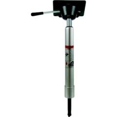 Springfield KingPin Power-Rise Stand-Up Pedestal, Anodized Finish, Boat Pedestal, Adjustable Height, 360° Rotation, Die Cast Aluminum, Black Powder Coat, KingPin Bases, Springfield Marine, ABYC Code B, Boating Adventures, Seating Experience.