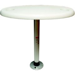 Springfield Thread-Lock, Oval Table Package, marine grade plastic, drink holders, aluminum locking, outdoor table, boating enthusiast, camping lover, outdoor experiences.