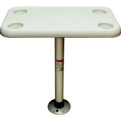 Springfield Thread-Lock, Rectangular Table Package, Marine Grade Plastic, Aluminum Locking, Outdoor Dining, Beverage Holders, Anodized Finish, Table Mount, Locking Base, Dining Essentials, Precision Crafted, Outdoor Space, Durable Design, Functional Table