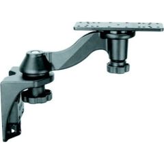 Ram Single Swing Arm Vertical Mount System, high-quality powder coated marine grade aluminum, innovative design, 6" long BENT swing arm, vertical surface mounting base, rectangular 6.25" x 2" plate, dual pivoting points, 360° rotation, 1-1/2" ball, Ram Mo