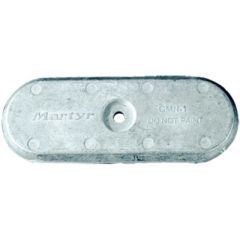 Martyr CMN1 Zinc Hull Anode, boat hull, corrosion protection, marine environment, electrolysis, galvanic corrosion, durable zinc, long-lasting performance, Martyr Anodes, marine protection, boat maintenance, vessel protection, boat hulls, corrosion shield