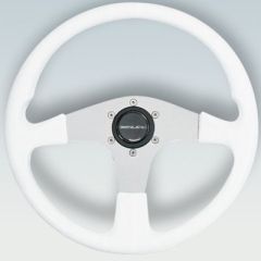 Uflex Corse Steering Wheel, White PVC Grip, Silver Spokes