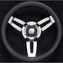 Morosini Steering Wheels, Black Poly w/Chrome Hub, Uflex Steering Wheel