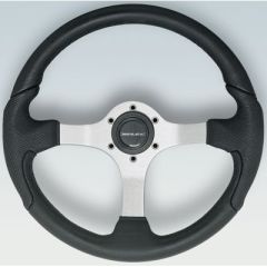 Nisida Steering Wheel, Satin Finish, Italian Design, Black Grip, Aluminum Spokes, Polyurethane Grip, Uflex Manufacturing, Vehicle Upgrade