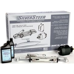 Silversteer™ 2.0 Hydraulic Steering System, high-performance applications, bass boats, flats boats, tournament fishing boats, 1500 PSI helm, cylinder, premium response, UP25 F-SVS Front mount helm pump, SILVERSTEER20B UC128/2-SVS cylinder, hydraulic oil, 