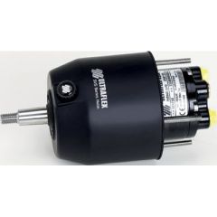 Silversteer™ Front Mount Helm Pump, 2.0 Cubic Inch, Uflex, bass boats, flats boats, high torque, shallow dead rise, high horsepower, ball bearing piston race, lock valve, relief valve, 1500 PSI, cast iron rotor, 3/8" 45° fittings, 7 pistons, 28" wheel dia
