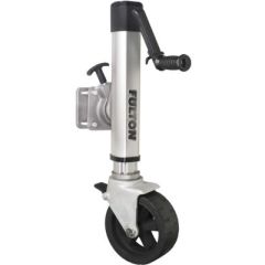 Fulton 1413040134 F2 Wide Track Aluminum Jack, 1600 lb Max Load, Extruded Aluminum Alloy, Anodized Coating, Adjustable Mount, Swivel System, Twin Wheel Model, Single Wheel Model, Handle Hold-Up Feature, Bolt-On Mounting, Trailer Frames, Individually Boxed