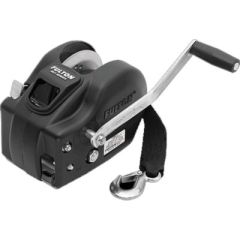 Fulton 142418 XLT Series Two Speed Winch, 2600 lb., heavy-duty pulling, efficient gear ratios, long-lasting performance, Comfort Grip handle, stamped carbon steel frames, shift lock design, free-wheel position, high-carbon steel gears, strap and hook, Ful