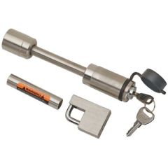 Stainless Steel Receiver Lock, Coupler Lock Combo, Keyed Alike Feature, Sleeve Design, Dust Cap, Fulton/wesbar (cequent), 5/8"-1/2" Size, Universal Compatibility, Security Measures, Valuable Possessions