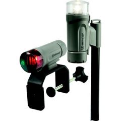 Attwood 141957 C-Clamp Mount Portable LED Nav Light Kit, Marine Gray, water-resistant bow, stern navigation lights, durable, reliable installation, versatile mounting solution, compact design, portable LED lights, secure attachment, easy installation, sho