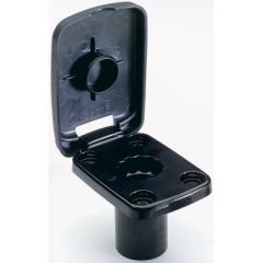 Attwood Rod Holder Flush Mount, Black, Fishing accessory, Angling experience, Flush mount design, Interchangeable mounting base, 2-in-1, Pro Series, Mini Rigger, Versatility, Convenience, Attwood Marine, Durable construction, Gunwale, Deck, Easy-open cove