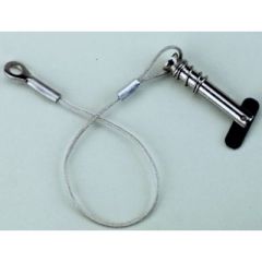 Tethered 1/4" Spring-Loaded Clevis Pin, Stainless Steel, Marine Accessories, Bimini Top Hinge Fittings, Attwood Marine, Corrosion Resistance